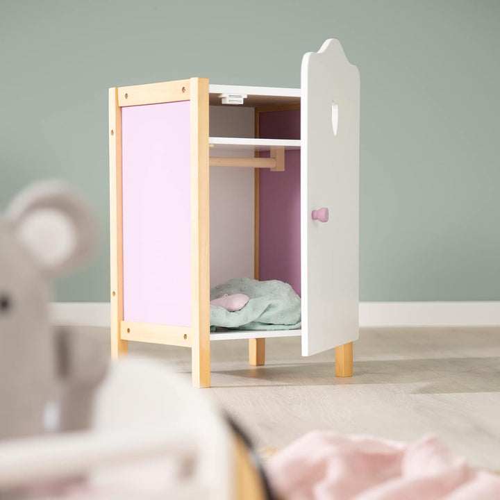 roba Puppenkleiderschrank 'Scarlett', zum Verstauen von Puppenkleidung und Zubehör, weiss lackiert,