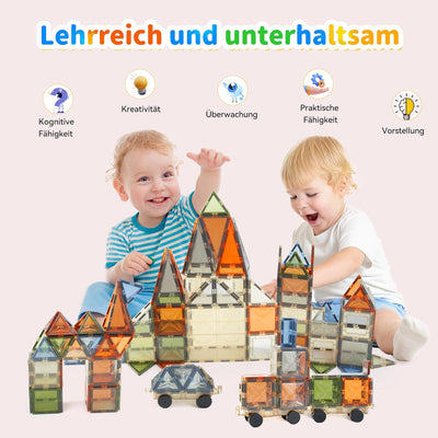 Hawthyhome Magnetische Bausteine 100 Teile, Magnetbausteine Magnetspielzeug Magnet Spielzeug Kinder,