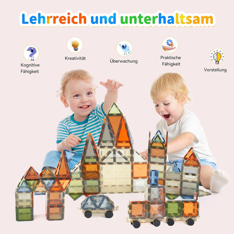 Hawthyhome Magnetische Bausteine 100 Teile, Magnetbausteine Magnetspielzeug Magnet Spielzeug Kinder,