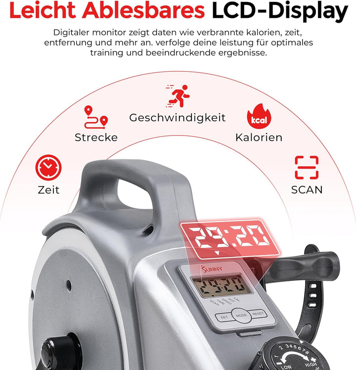Sunny Health & Fitness Smart-Heimtrainer, Untertisch-Mini-Pedaltrainer mit Doppelfunktion für Senior