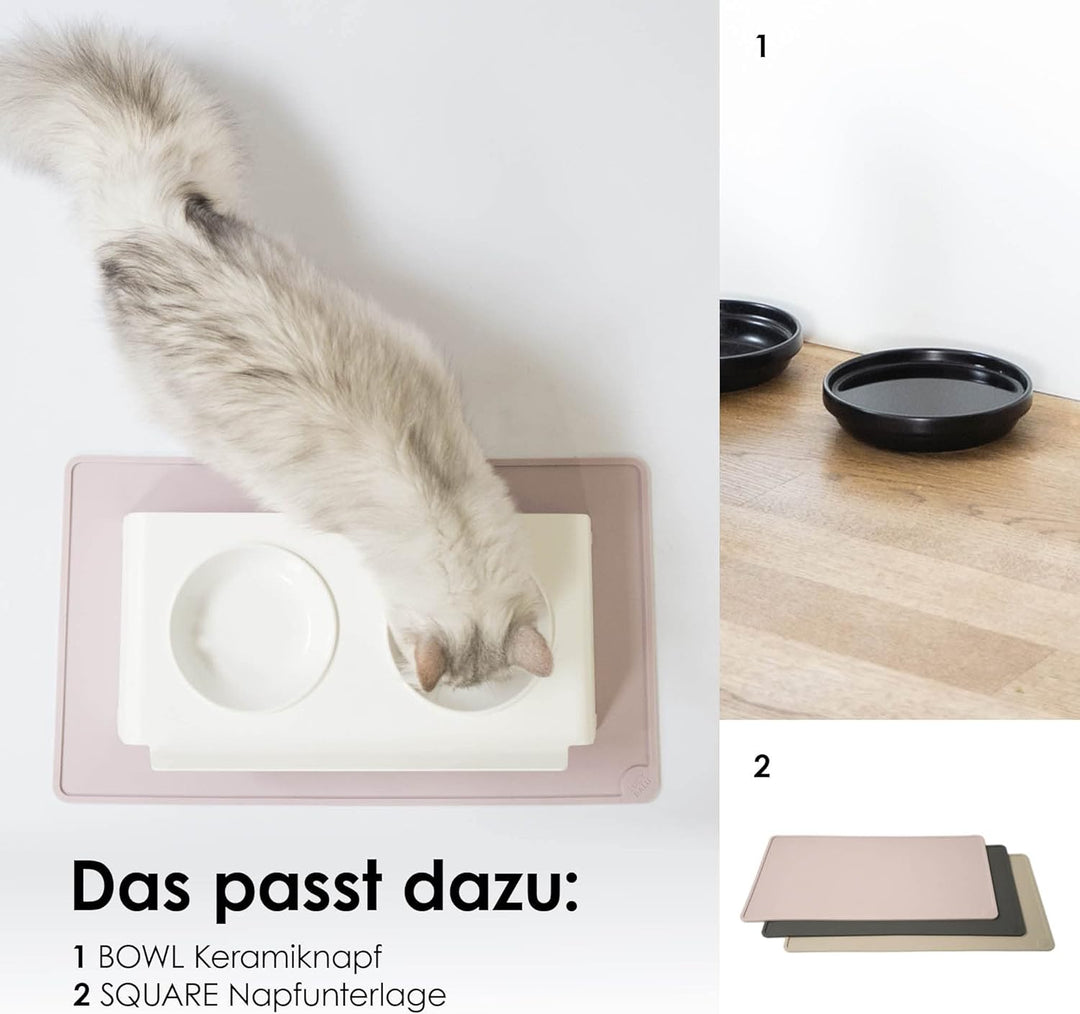 LucyBalu® Erhöhte Doppel-Futterstation Katze | Ergonomischer Katzennapf erhöht | Erhöhter Futternapf