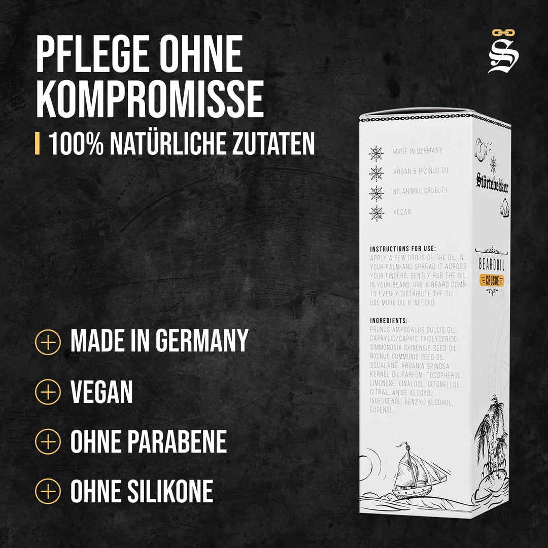 Störtebekker® Premium Bartöl Crusoe - tägliche Bartpflege für 3-Tage-Bart bis Vollbart - 50ml Beard