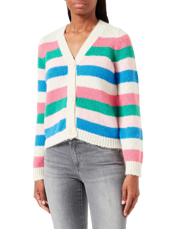 PIECES Female Strickjacke PCNATASHA L Birch/Stripes:shocking Pink-mint-rosh-french Blue, L Birch/Str