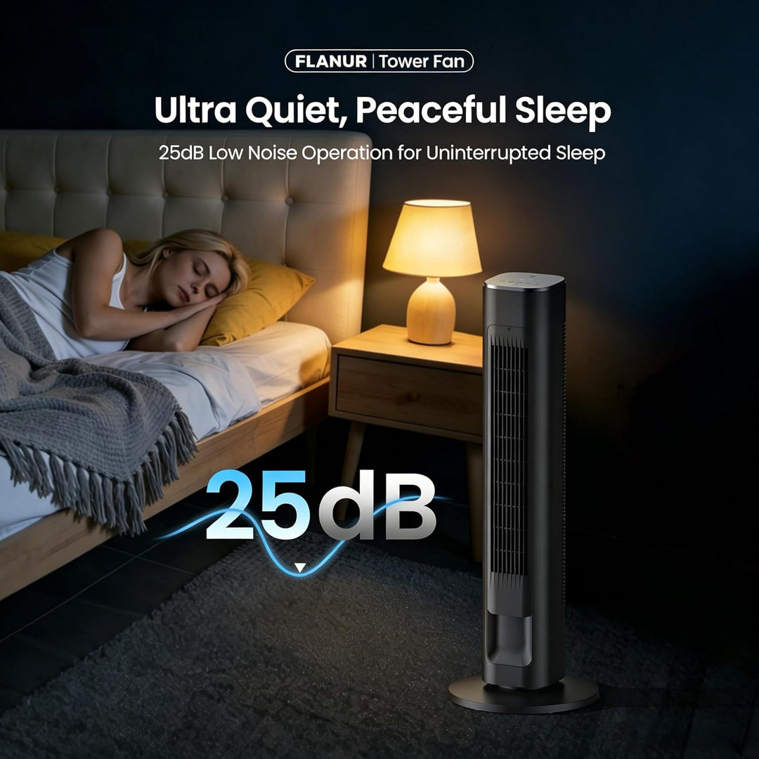 FLANUR Turmventilator, 23dB Ventilator Leise mit Kühlung,89cm WiFi Alexa Tower Fan mit Fernbedienung