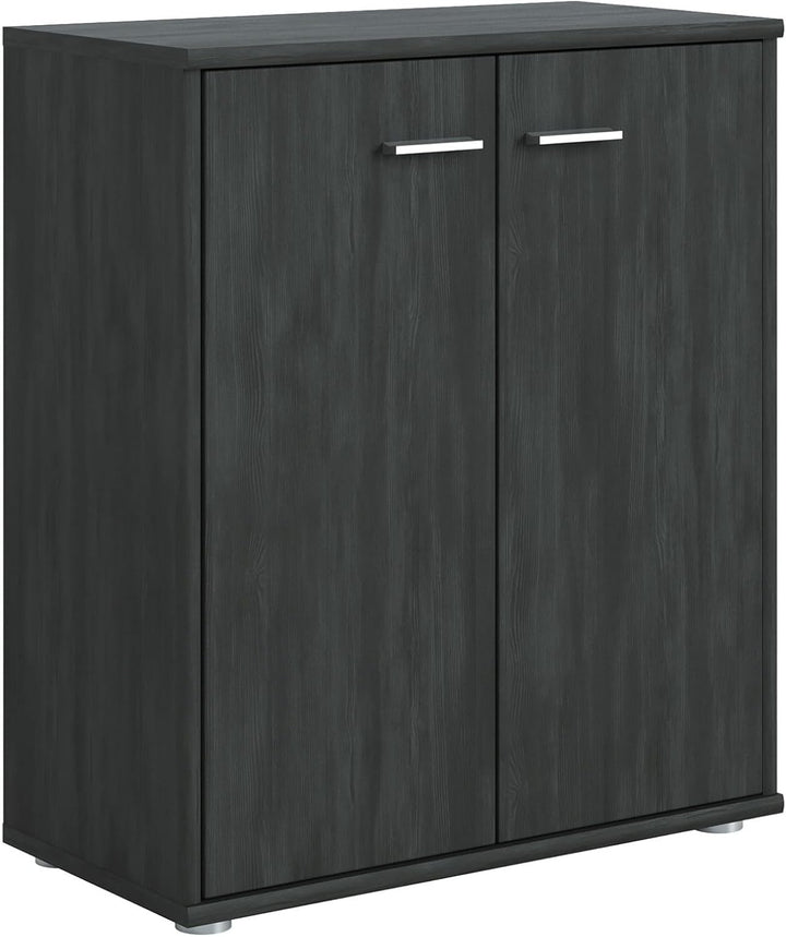 CARO-Möbel Kommode Sideboard Schrank Tommy Esche grau, Anrichte mit 2 Türen inklusive Einlegeboden,