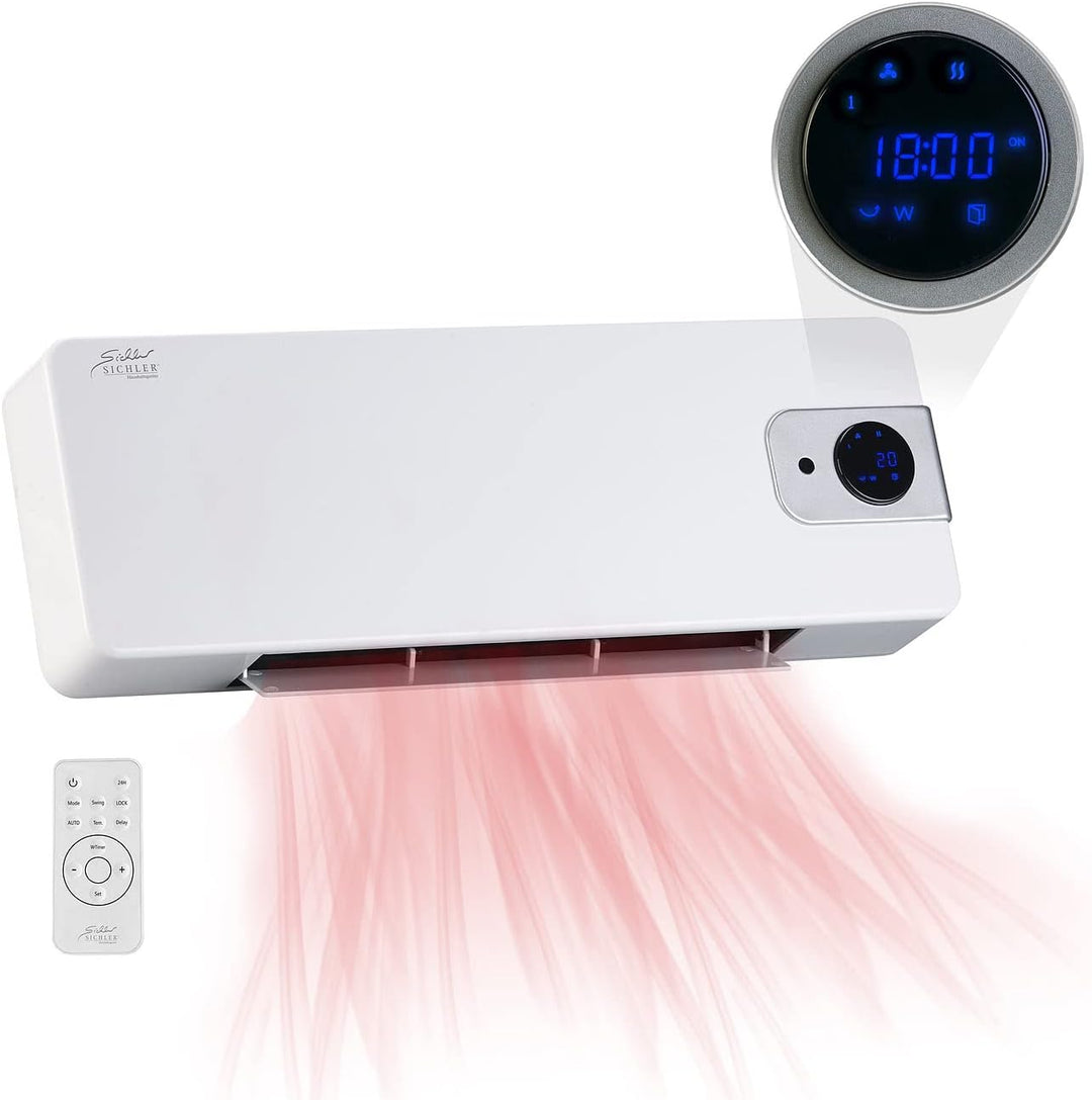 Sichler Haushaltsgeräte Wandheizung: Keramik Wandheizlüfter mit digitalem Thermostat, Oszillation, 2