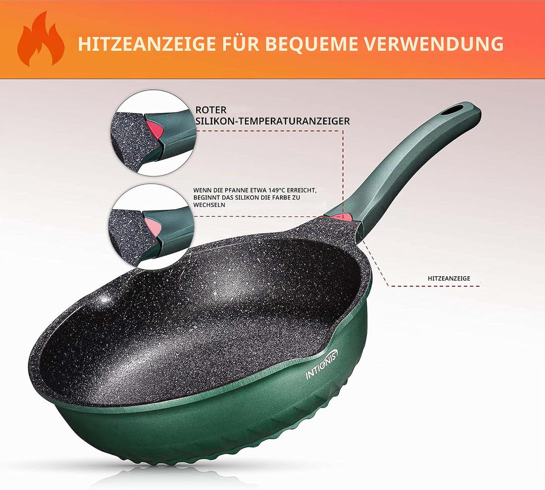 INTIGNIS Premium-Bratpfanne mit Deckel, Kratzfest, 28 cm, Extra Tief, Kompatibel mit allen Herdarten