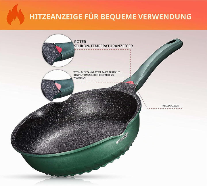 INTIGNIS Premium-Bratpfanne mit Deckel, Kratzfest, 28 cm, Extra Tief, Kompatibel mit allen Herdarten