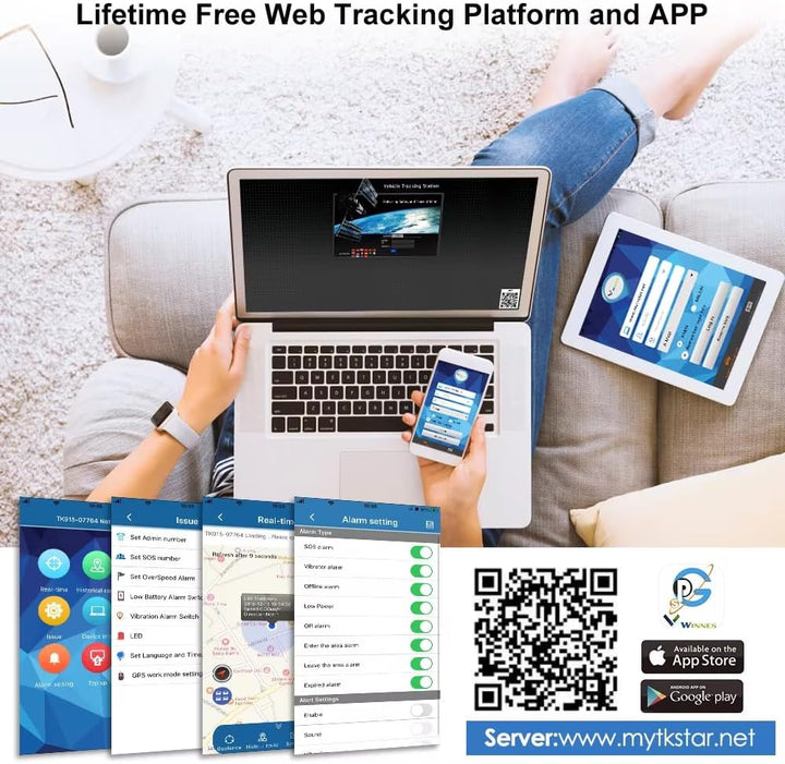 Winnes GPS Tracker 4G 120 Tage Lange Standby-Zeit GPS Tracker Auto Ohne ABO mit kostenlose Apps Star