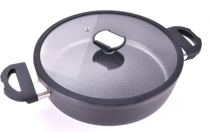 Berndes 21266 Balance Induction Enduro Bratpfanne aus Aluminium, 28 cm, Schwarz