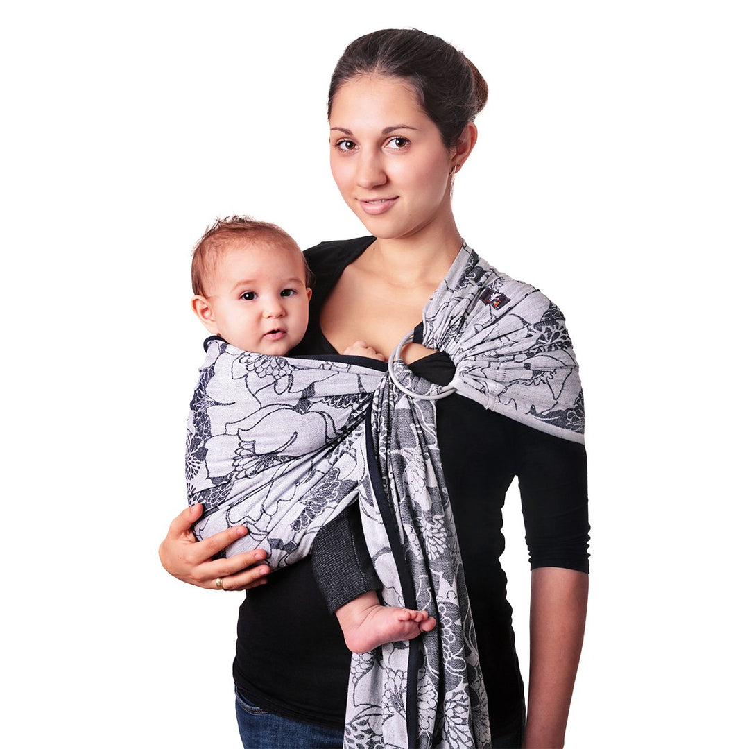 Hoppediz Ring-Sling, Baby-Tragetuch ab Geburt, Baumwolle Leinen, Design Florenz, Florenz