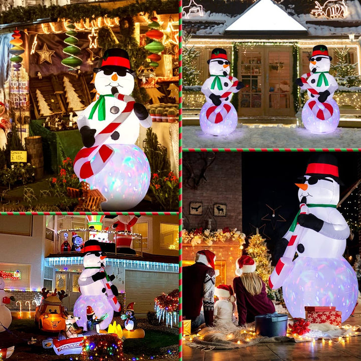 GlobaLink Aufblasbarer Schneemann XXL 2,4M/7,8FT, Weihnachtsdekoration aufblasbar Weihnachtsmann mit
