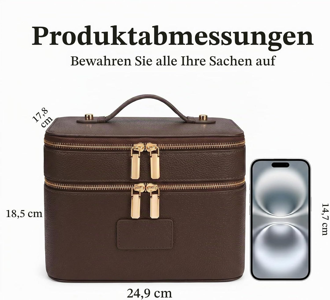 Kosmetiktasche,Kosmetiktasche Damen,Kosmetiktasche Mit Grossem Fassungsvermögen und Zwei Ebenen,Reis