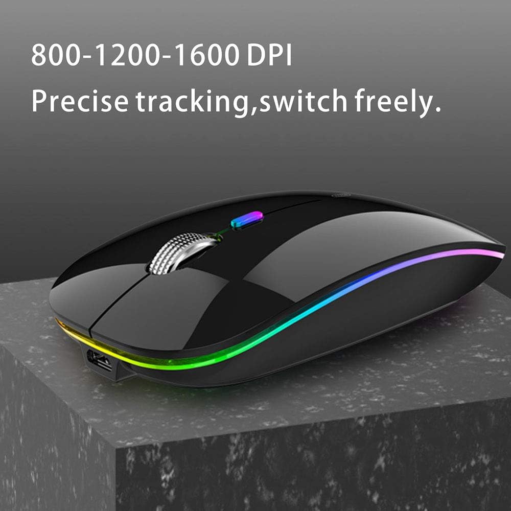Uiosmuph Bluetooth Maus Kabellose, LED Funkmaus wiederaufladbar Leise Wireless Mouse 2.4GHz Kabellos