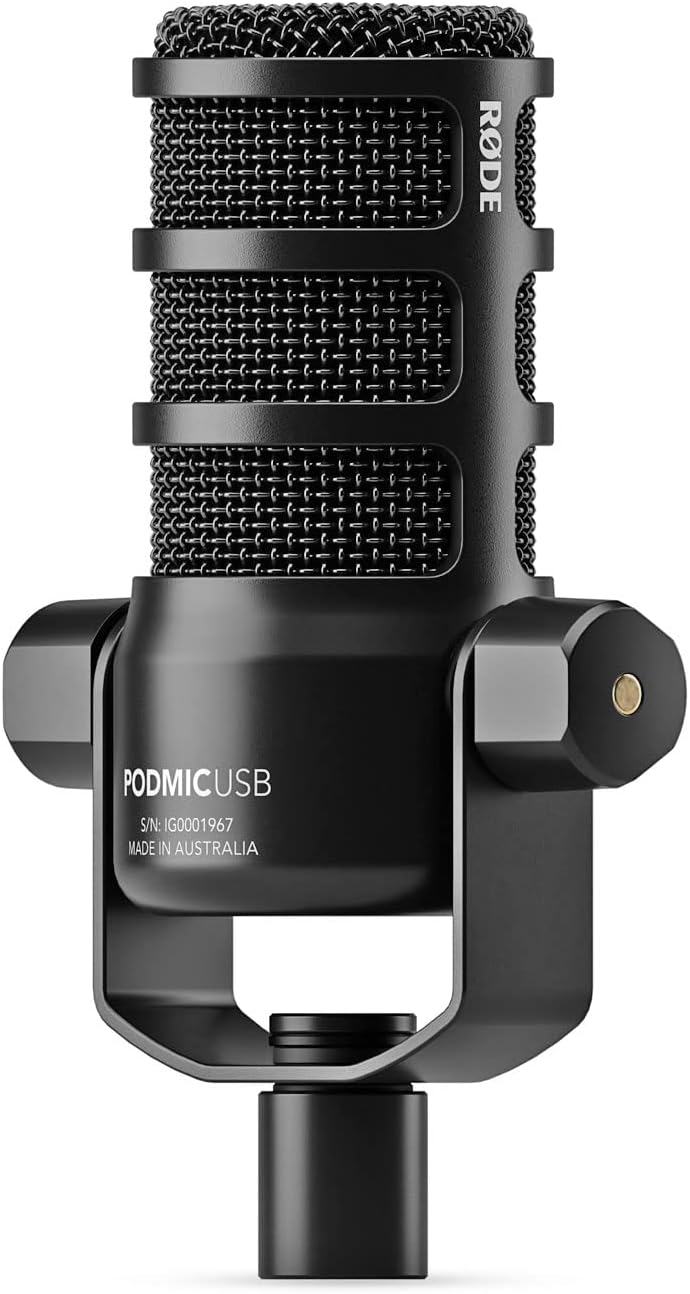 Rode Podmic USB XLR Sprecher-Mikrofon + keepdrum MS138 Gelenkarm Stativ Schwarz Podmic USB Schwarz,
