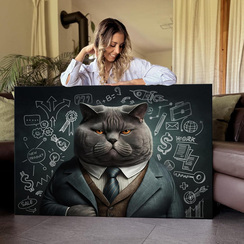 Artmazing | Katze Bild Professor | Bilder Katze Modern | S-Art Bilder | Katzenbilder Modern | Modern