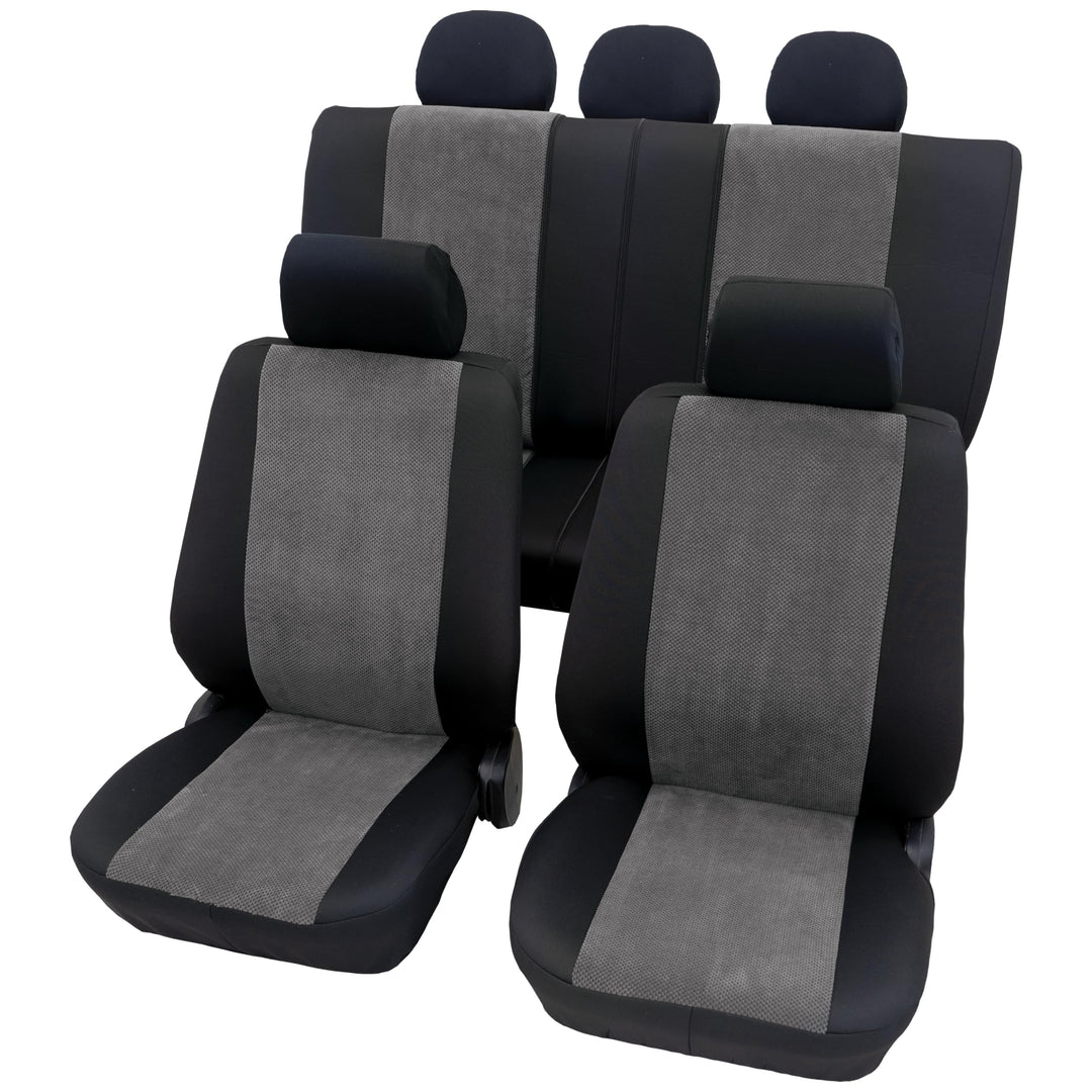 PETEX Auto Sitzbezüge Universal Komplett Set 11-teilig - Madagaskar grau, Eco Class mit SAB 1 Vario,
