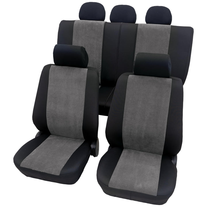 PETEX Auto Sitzbezüge Universal Komplett Set 11-teilig - Madagaskar grau, Eco Class mit SAB 1 Vario,