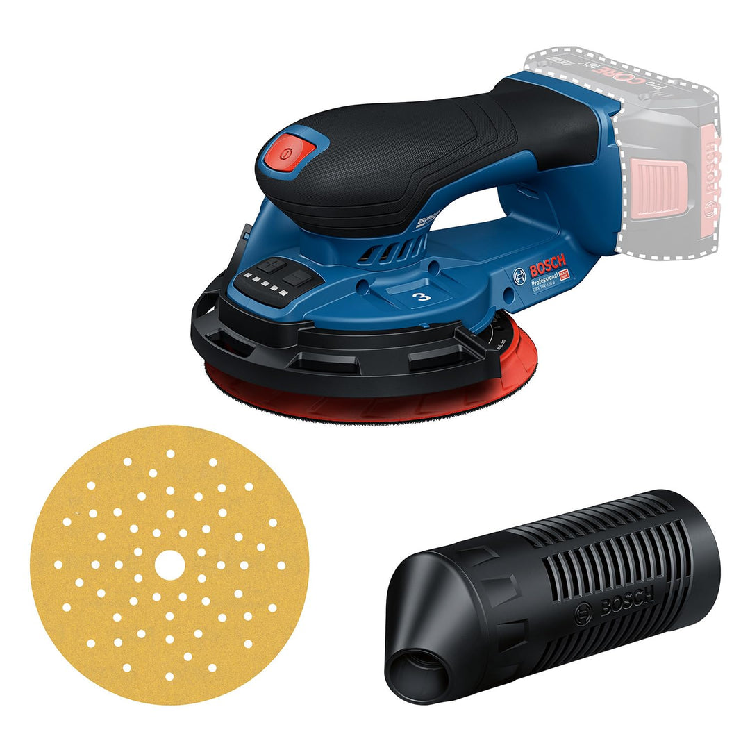Bosch Professional 18V System Akku-Schleifer GEX 18V-150-3 (inkl. 1x Schleifpapier, 1x Staubbox, 1x