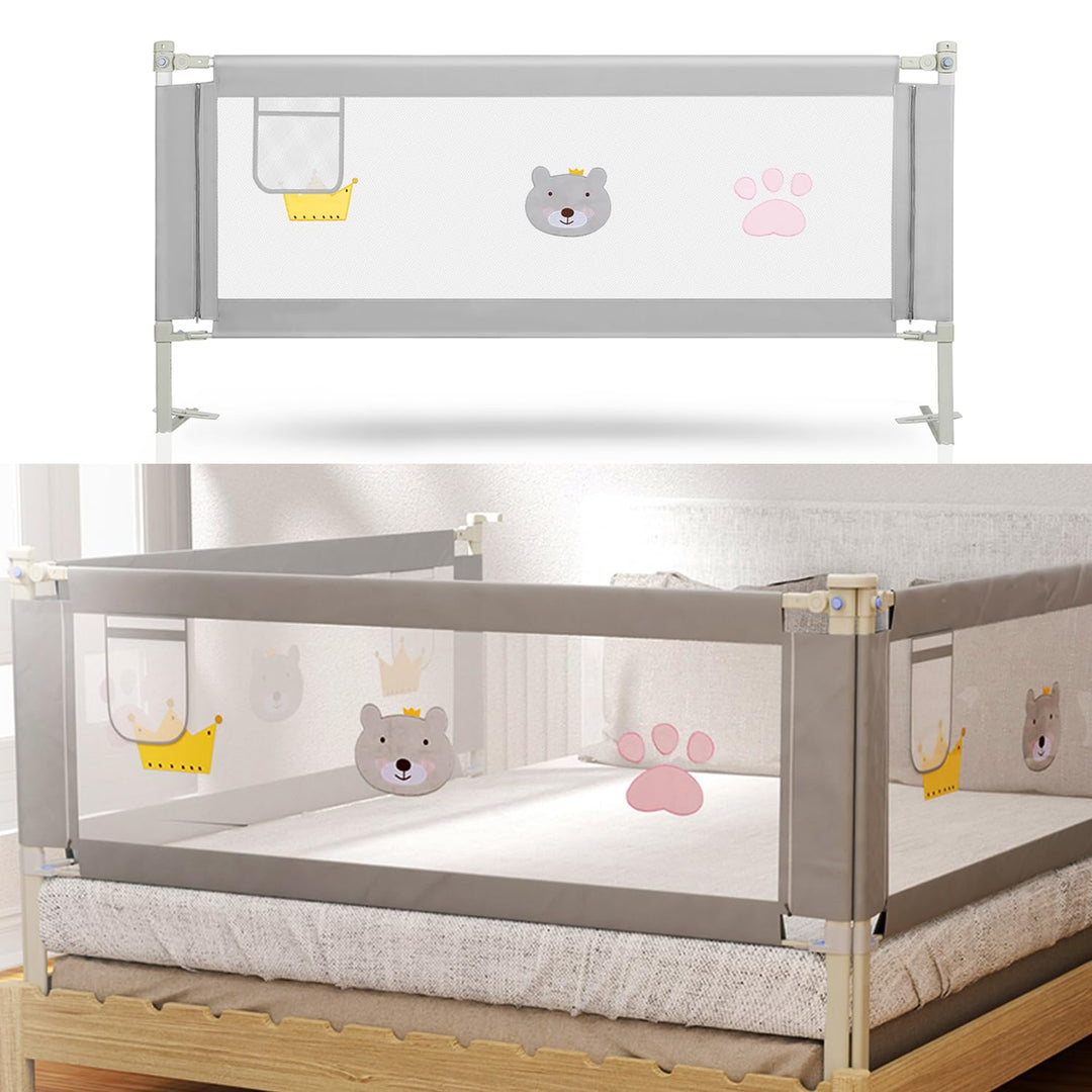 Fiqops Bettgitter Rausfallschutz 180CMx2+150CMx1 Höhenverstellbar 70-98cm, Bettschutzgitter Kinderbe