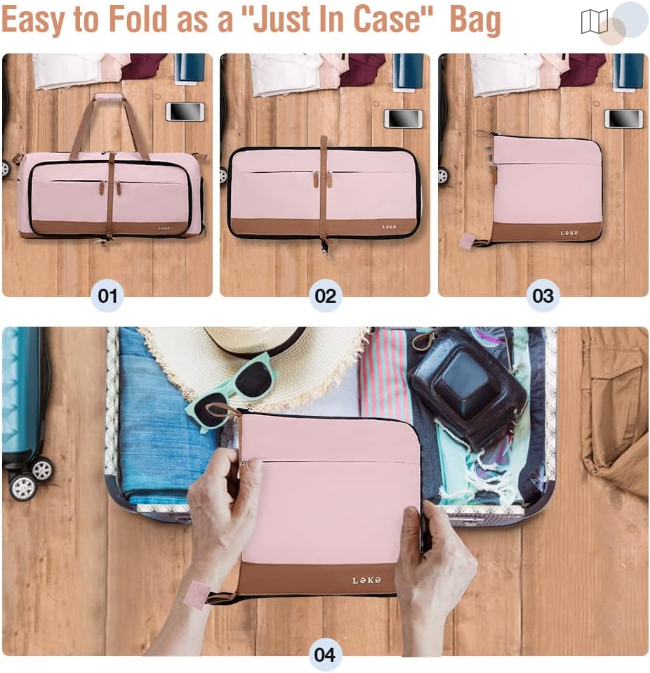 Lekesky Reisetasche Grosse 80L mit Schuhfach, Faltbare Reisetasche Weekender Damen fur Reisen, Krank