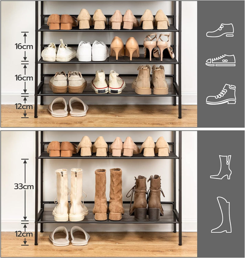 HOOBRO Schuhregal, 5-lagiges Schuhschrank, Verstellbares Schuhablage, Flach und Neigbar, Langlebig u