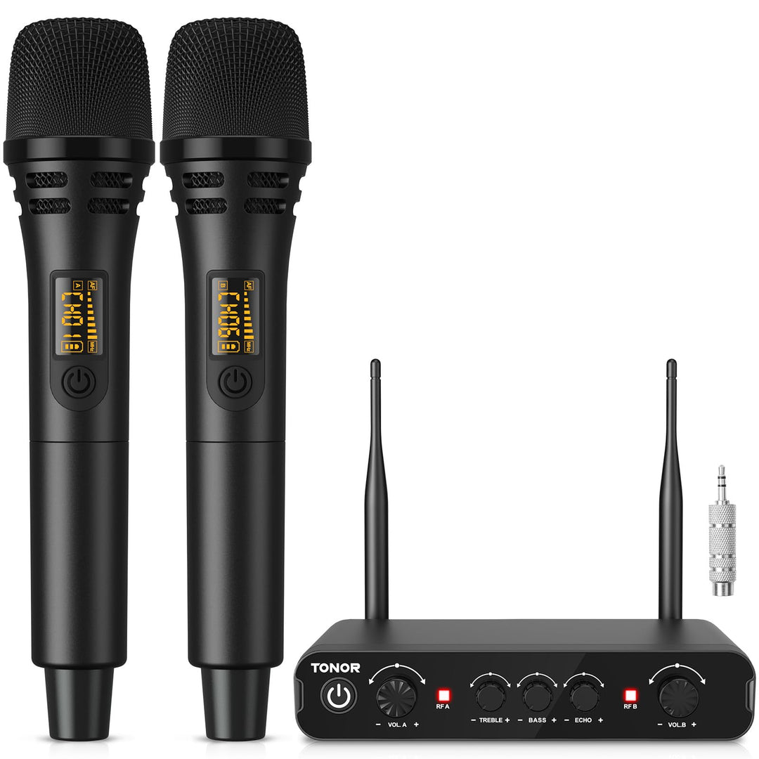 TONOR Dual Funkmikrofonen System kabellos, drahtloses Karaoke Mikrofon Set Wireless Microphone Handm