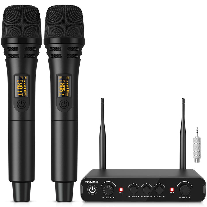 TONOR Dual Funkmikrofonen System kabellos, drahtloses Karaoke Mikrofon Set Wireless Microphone Handm
