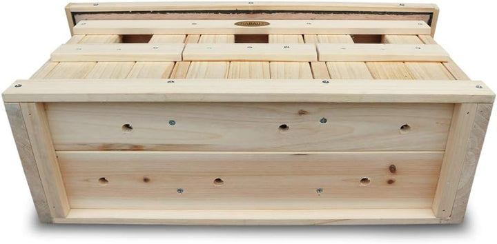 HABAU Nistkasten und Spatzenhaus mit 3 Brutkammern, aus Vollholz, 45,5 x 17 x 23 cm