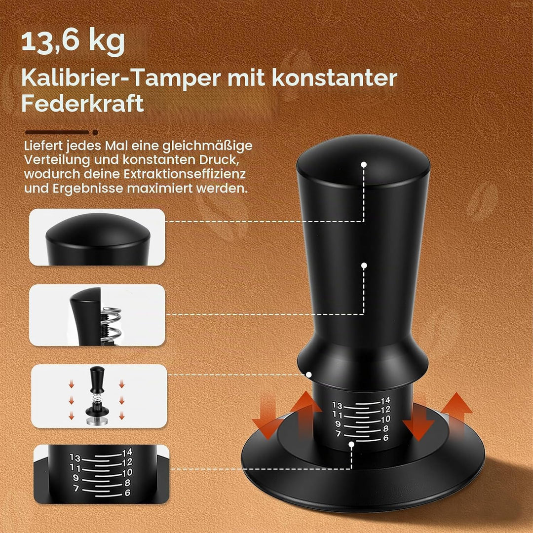 Espresso Zubehör Set 8-teilig, 51mm Kaffee Tamper mit Tamperstation und WDT Werkzeug, Verteilwerkzeu
