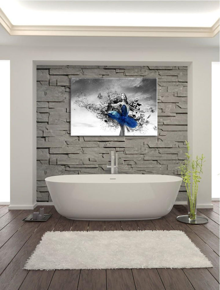 schöne Ballerina schwarz/weiss Format: 100x70 auf Leinwand, XXL riesige Bilder fertig gerahmt mit Ke