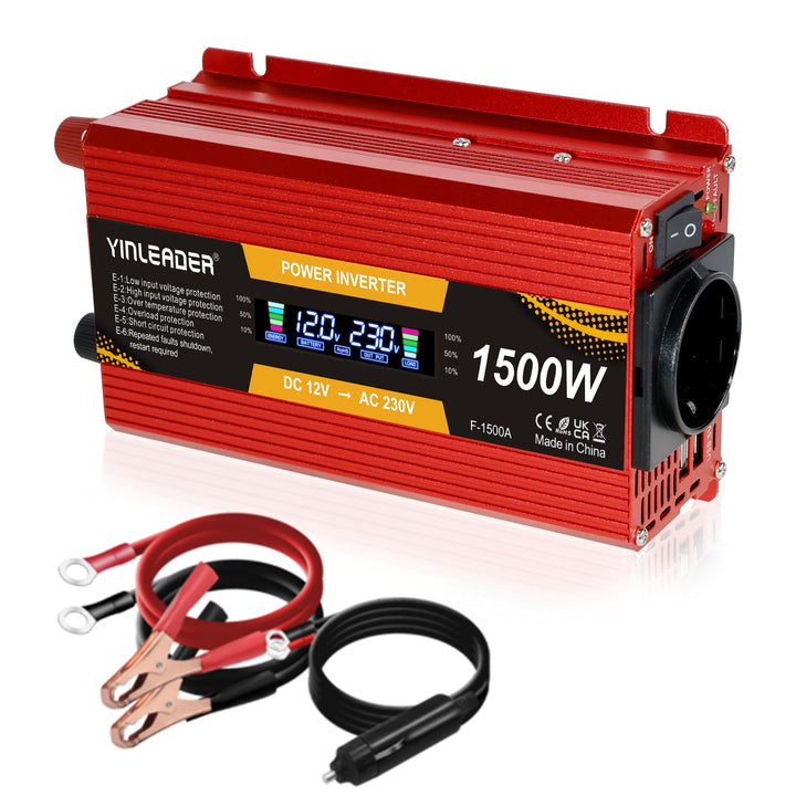 Spannungswandler 750 W/1500 W 12 V 220 V Konverter 12 V 230 V LCD 2 USB Spannungswandler 12 V 220 V,