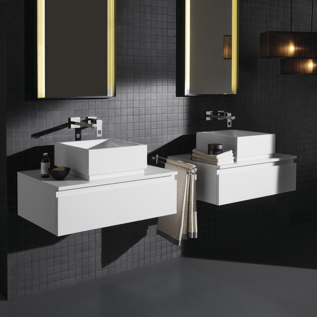 GROHE Eurocube - 2-Loch-Waschtischarmatur (für die Wandmontage, Bedienungshebel aus Metall, verstell