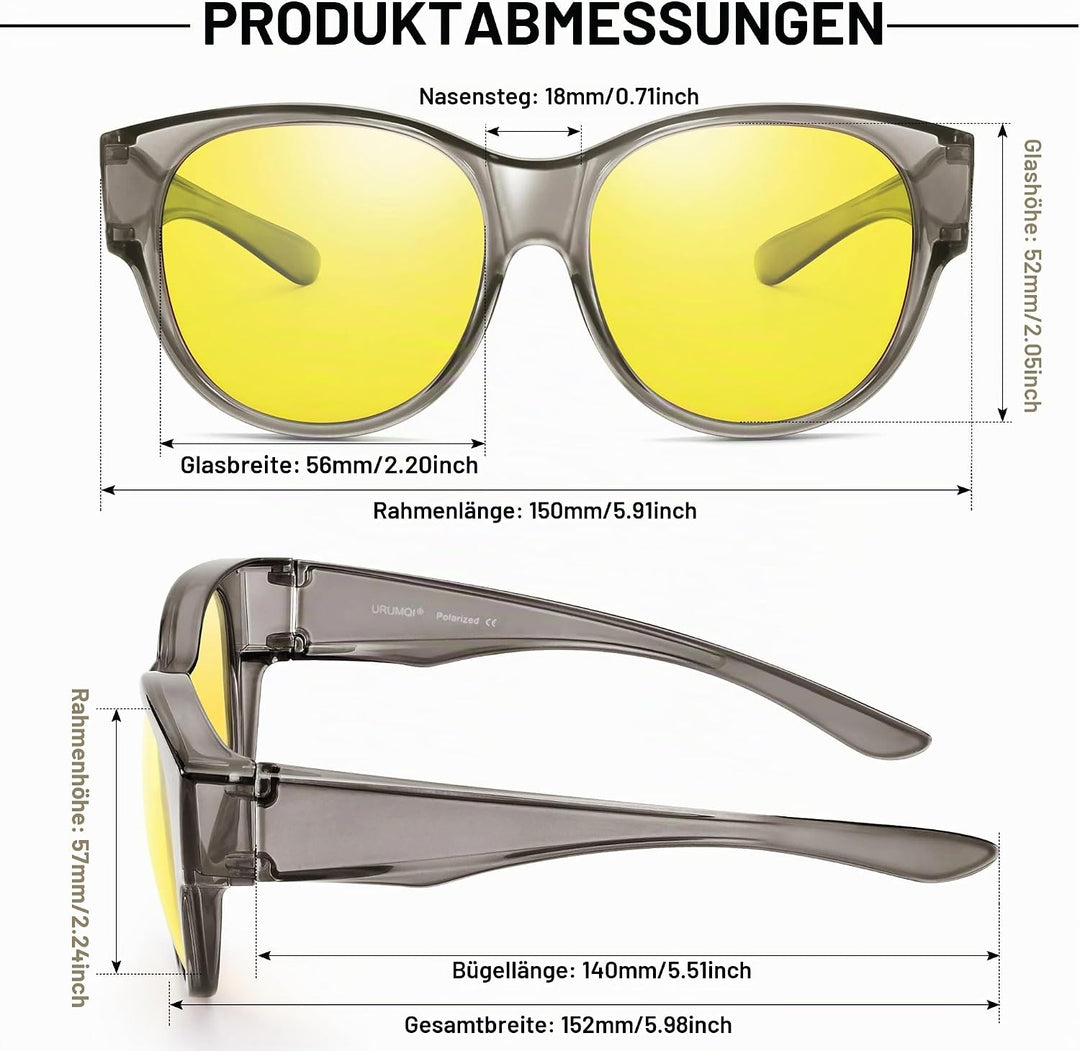 URUMQI Nachtsichtbrille für Autofahrer, Nachtfahrbrille Nachtbrille zum Autofahren Damen Herren, Aut