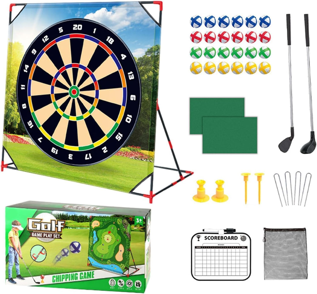 Golf Spielset für Zuhause mit Puttmatte, Klebebällen & Tragetasche – Cornhole-Spiel für Garten, Juge