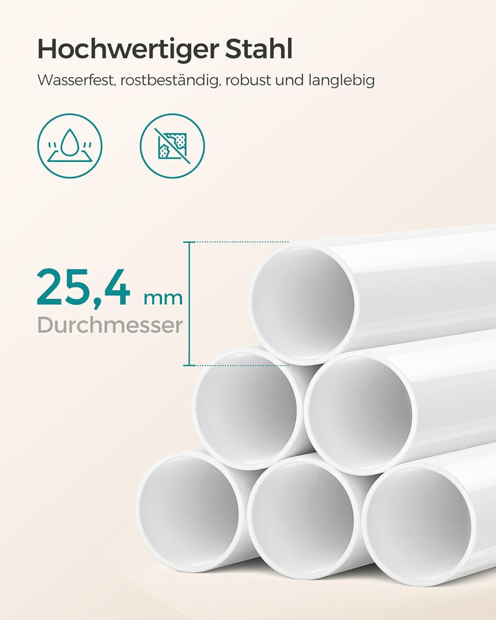 SONGMICS 85-305 cm Duschregal für Badezimmer mit Teleskoprohren und 4 Ablagen BCB001A Weiss/Flyaway