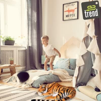 TE-Trend XXL Plüschtier Tiger Kuscheltier Stofftiger lebensechte Raubkatze liegend Dschungel Steppe