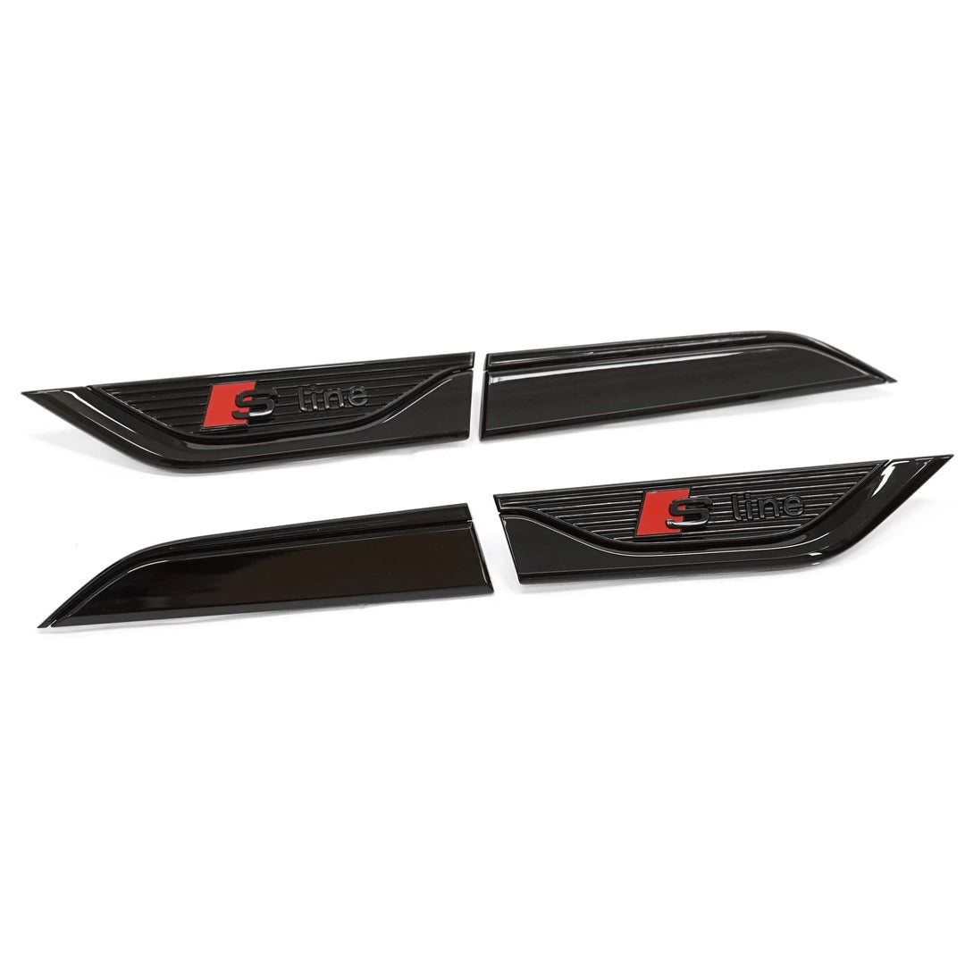 Audi 8W6071807 Plaketten-Set S-line Schriftzug Kotflügel Logo Aufkleber, schwarz/rot