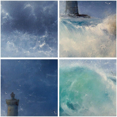 Wandbilder Dekoration Wohnzimmer Leuchtturm Meer Panorama Bilder auf Leinwand 120x50cm Leinwandbild