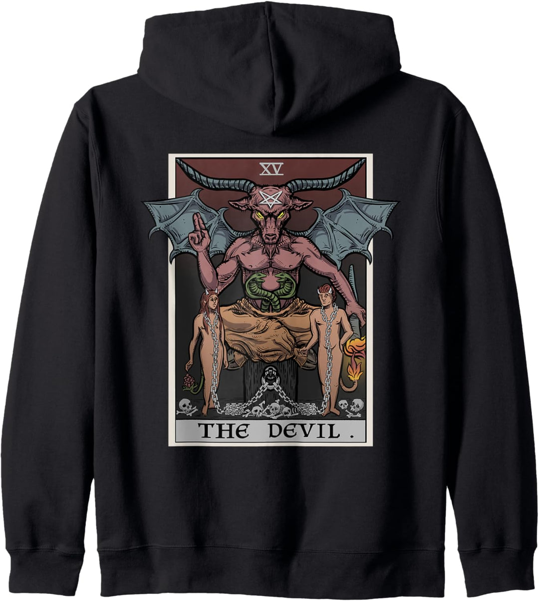 The Devil Tarot-Karte Halloween Baphomet Satanic Goth Okkult Kapuzenjacke