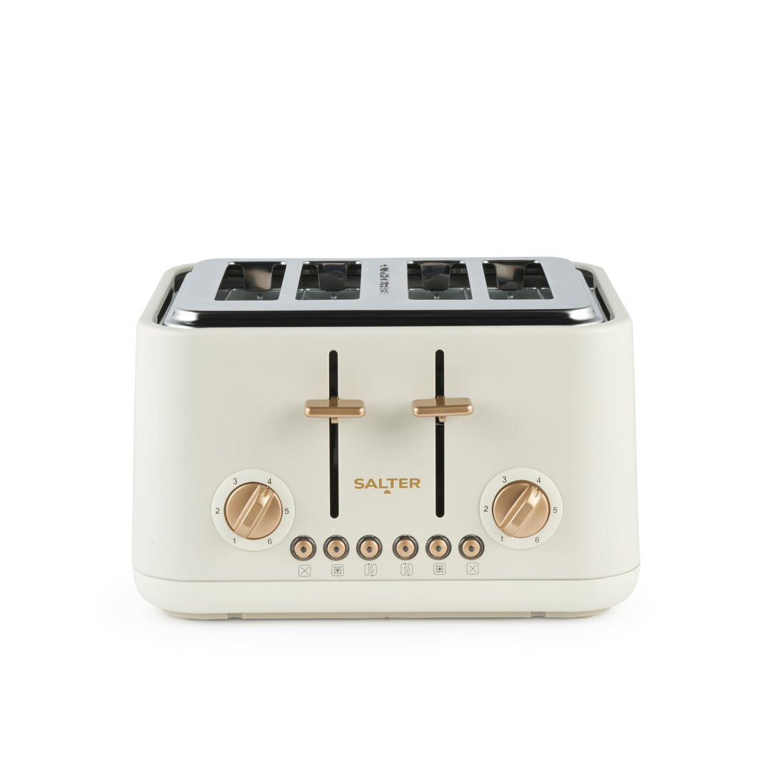 Salter Pebble 4-Scheiben-Toaster – Toaster mit breitem Schlitz, Hochhub-Auswurf, 6 Bräunungsstufen,