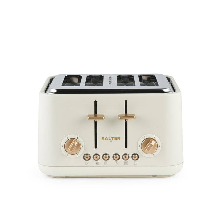 Salter Pebble 4-Scheiben-Toaster – Toaster mit breitem Schlitz, Hochhub-Auswurf, 6 Bräunungsstufen,