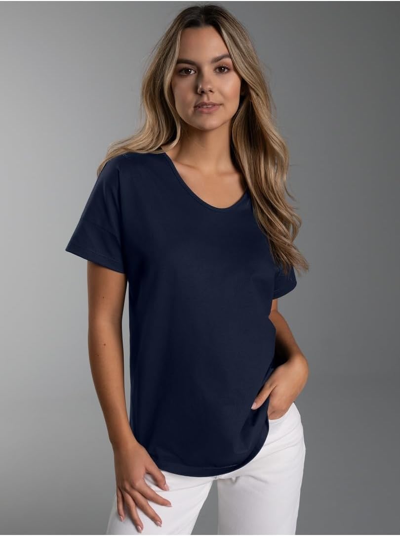 TRIGEMA Oversized T-Shirt mit V-Ausschnitt S Navy, S Navy
