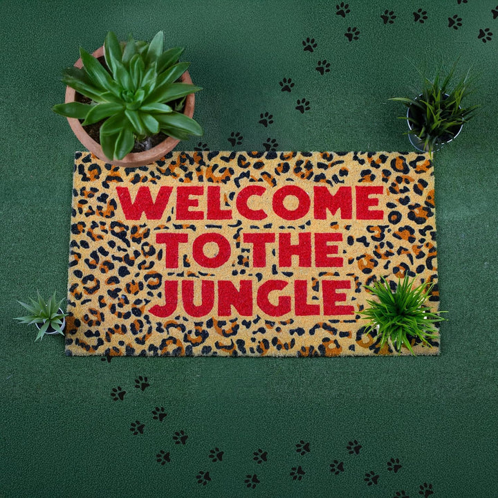 Fisura – Fussmatte “The Jungle” aus Kokosnuss mit Rutschfester PVC-Basis. Handbemalte Innenmatte in