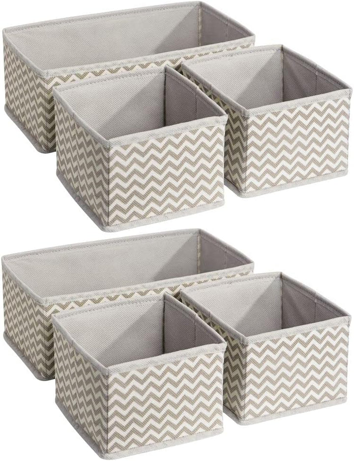 mDesign 6er-Set Stoffbox für Schrank oder Schublade – die ideale Aufbewahrungsbox für Wäsche, Gürtel