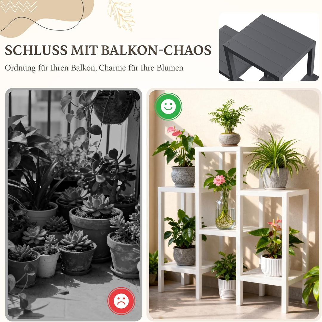 Ribelli 6-Etagen Blumenständer, Pflanzenständer, DIY Standregal, Mehrstöckig Blumenregal, Stapelbar