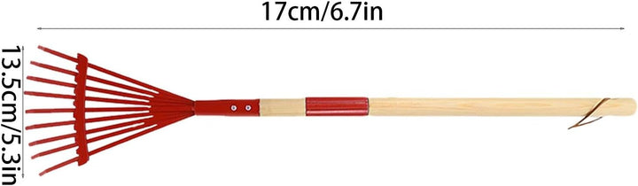 Rechen mit Holzgriff für Kinder, Rasenrechen für Blätter - Set mit Gartenrechen und Handschuhen,Mehr