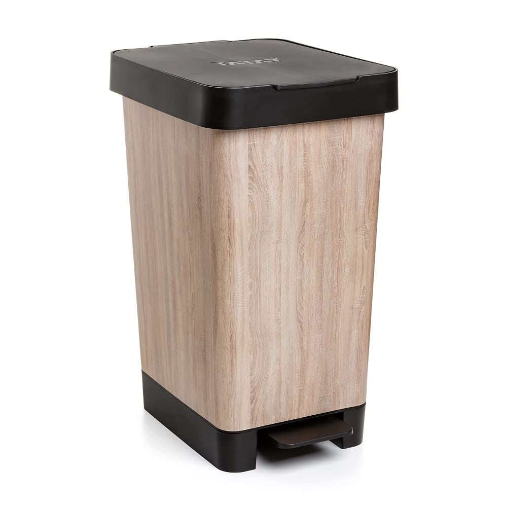 TATAY Mülleimer Küche Smart, 25L Fassungsvermögen, Einziehbares Pedal, Polypropylen, BPA-frei, 30L M