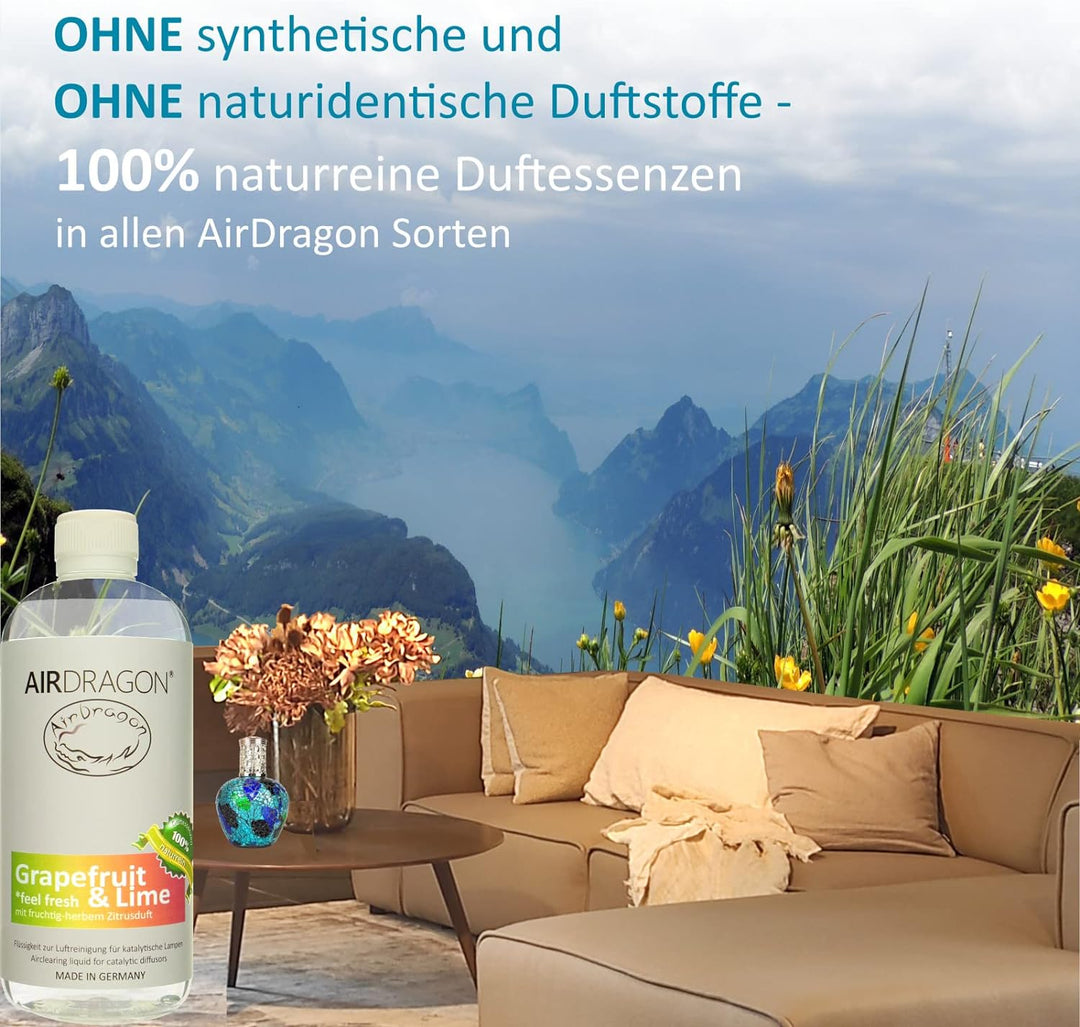 AIRDRAGON® Duft-Set • NEUTRAL + GRAPEFRUIT & LIME • 2 x 1 Liter • Für jede katalytische Lampe • OHNE
