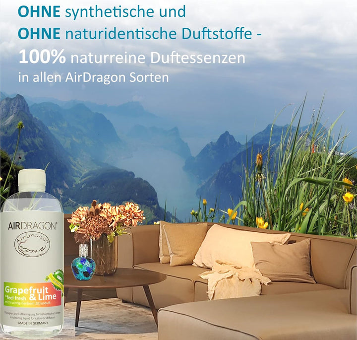 AIRDRAGON® Duft-Set • NEUTRAL + GRAPEFRUIT & LIME • 2 x 1 Liter • Für jede katalytische Lampe • OHNE